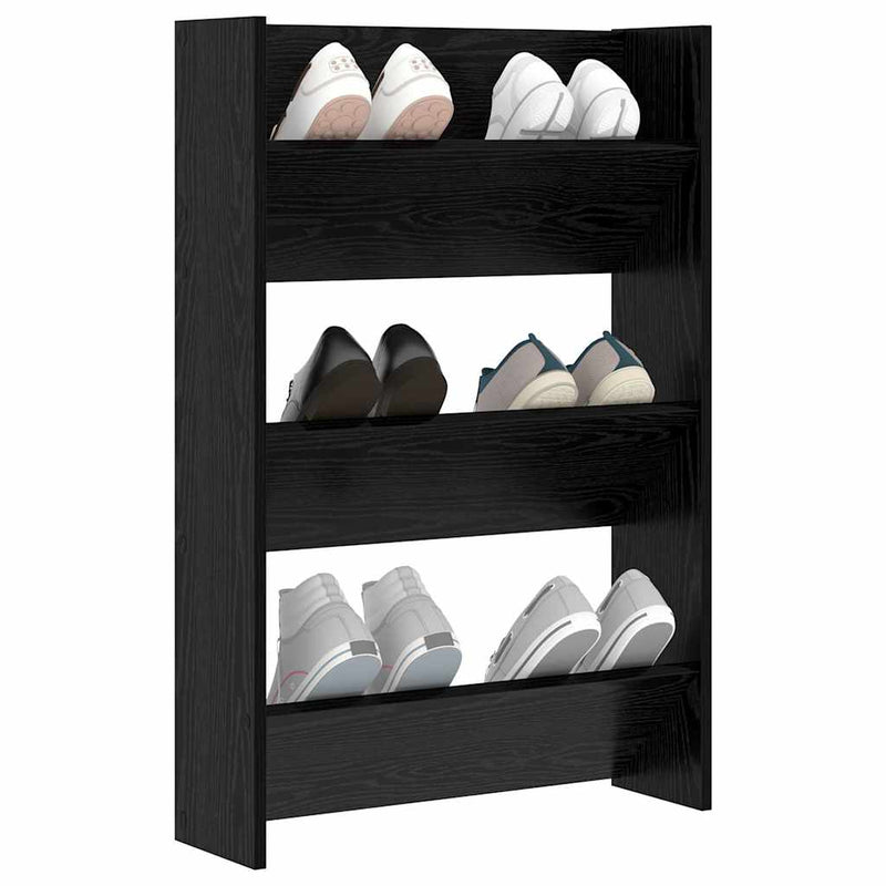 Load image into Gallery viewer, Vidaxl schoenenkast met plank zwart eiken 60 x 18 x 90 cm bewerkt hout