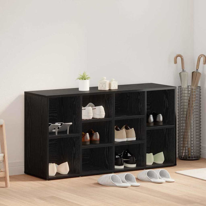 Load image into Gallery viewer, Vidaxl schoenenbank zwart eiken 103 x 30 x 54,5 cm bewerkt hout