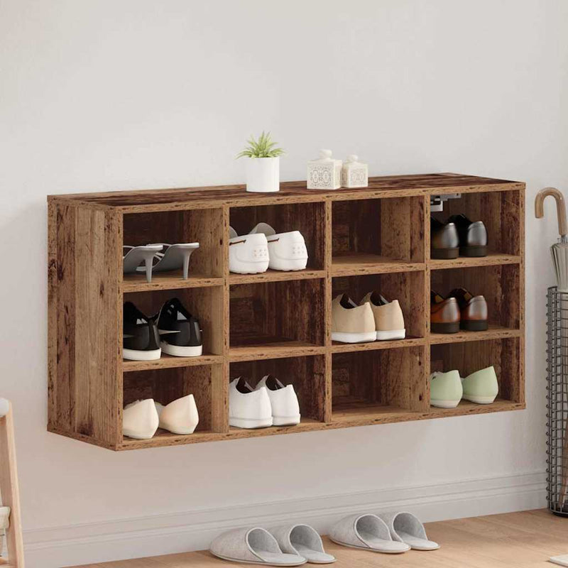 Load image into Gallery viewer, Vidaxl schoenenkast met plank oudhout 103 x 30 x 51 cm bewerkt hout