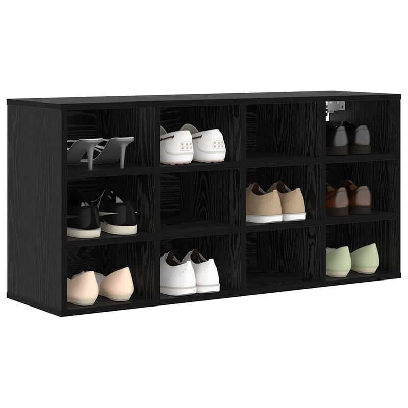 Load image into Gallery viewer, Vidaxl schoenenkast zwart eiken 103 x 30 x 51 cm bewerkt hout