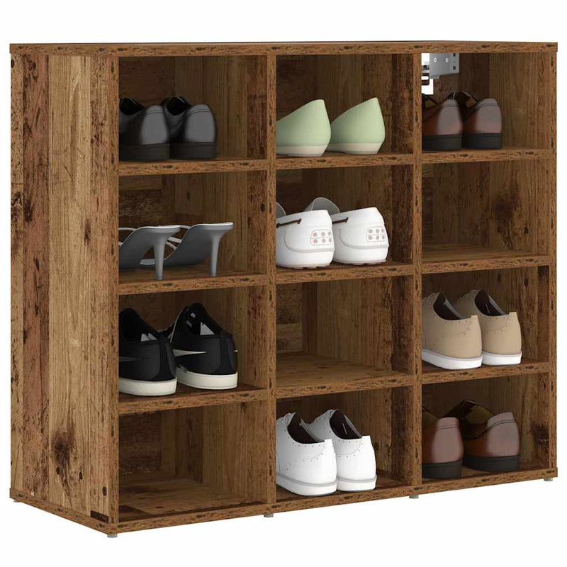 Load image into Gallery viewer, Vidaxl schoenenkast met plank oudhout 77,5 x 30 x 67 cm bewerkt hout