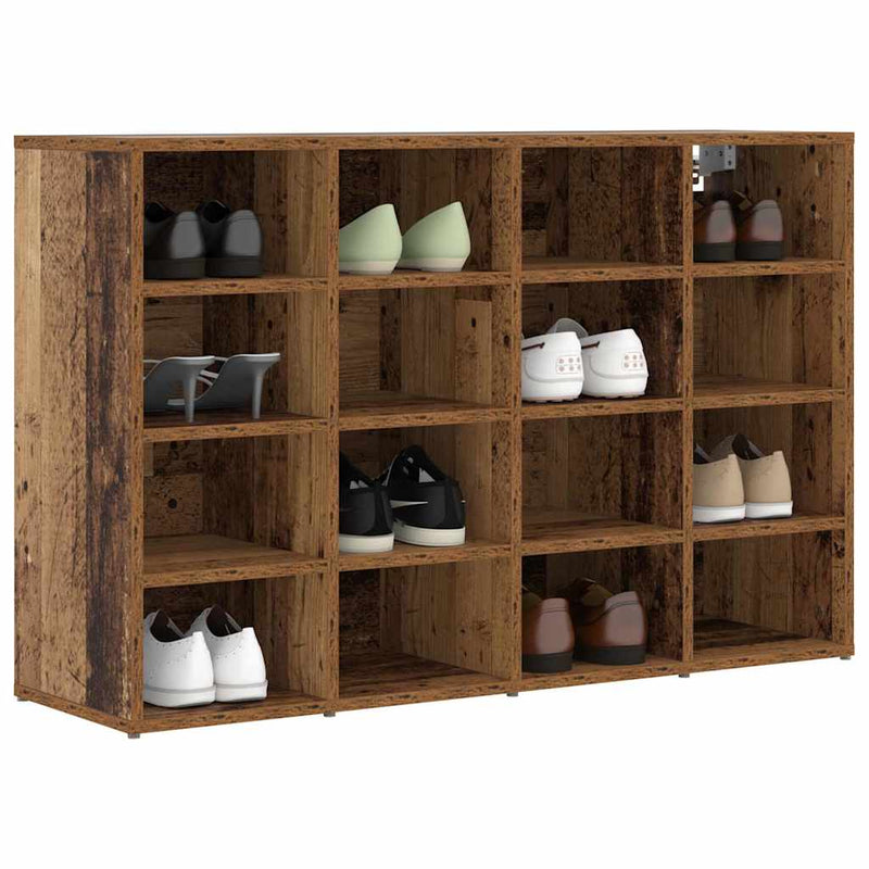 Load image into Gallery viewer, Vidaxl schoenenkast met plank oudhout 103 x 30 x 67 cm bewerkt hout