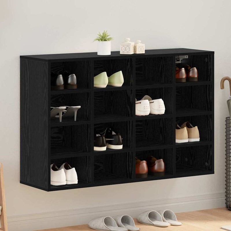 Load image into Gallery viewer, Vidaxl schoenenkast zwart eiken 103 x 30 x 67 cm bewerkt hout