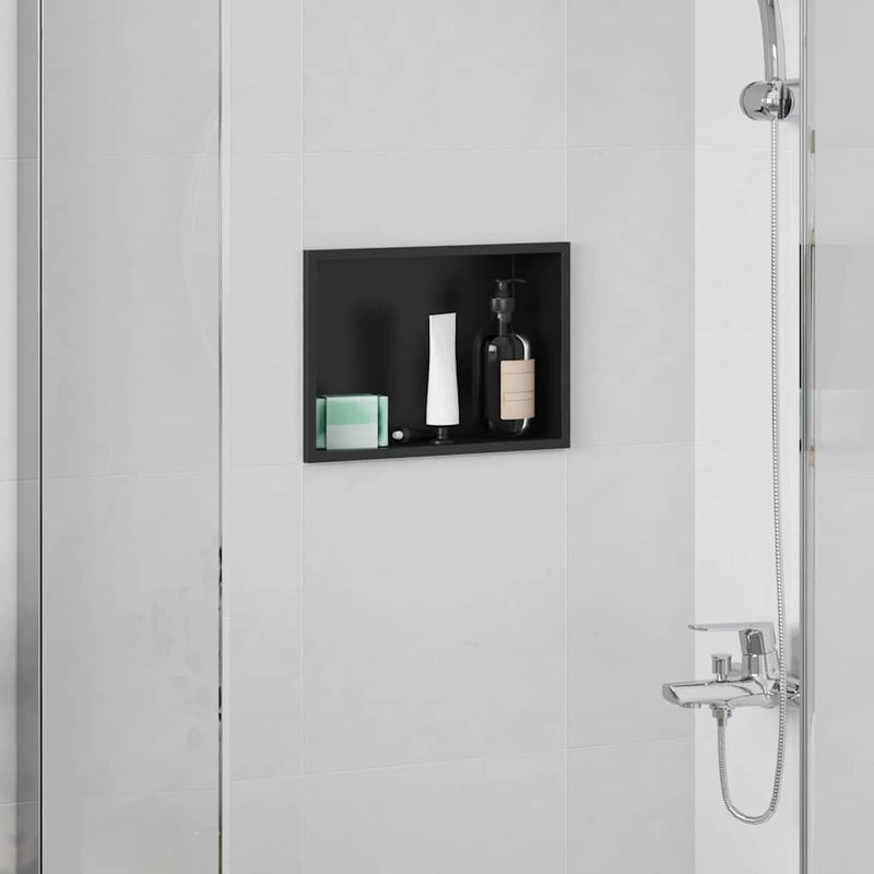 Load image into Gallery viewer, Vidaxl douche niche zwart 30 x 20 x 9,5 cm roestvrij staal