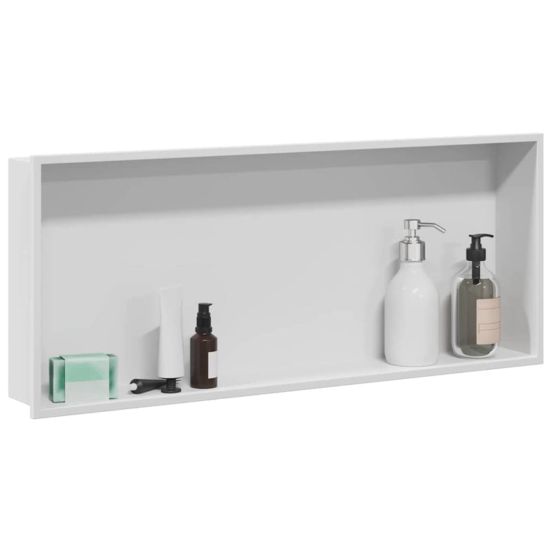 Load image into Gallery viewer, Vidaxl douche niche wit 75 x 30 x 9,5 cm roestvrij staal