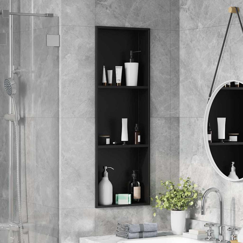 Load image into Gallery viewer, Vidaxl douche niche zwart 90 x 30 x 9,5 cm roestvrij staal