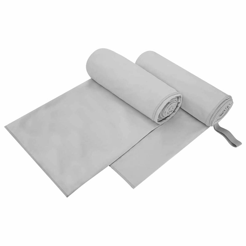 Load image into Gallery viewer, Vidaxl sporthanddoeken 2 pcs grijs 200 x 100 cm polyester en polyamide