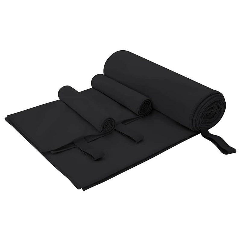 Load image into Gallery viewer, Vidaxl set van sporthanddoeken 3 pcs zwart polyester en polyamide