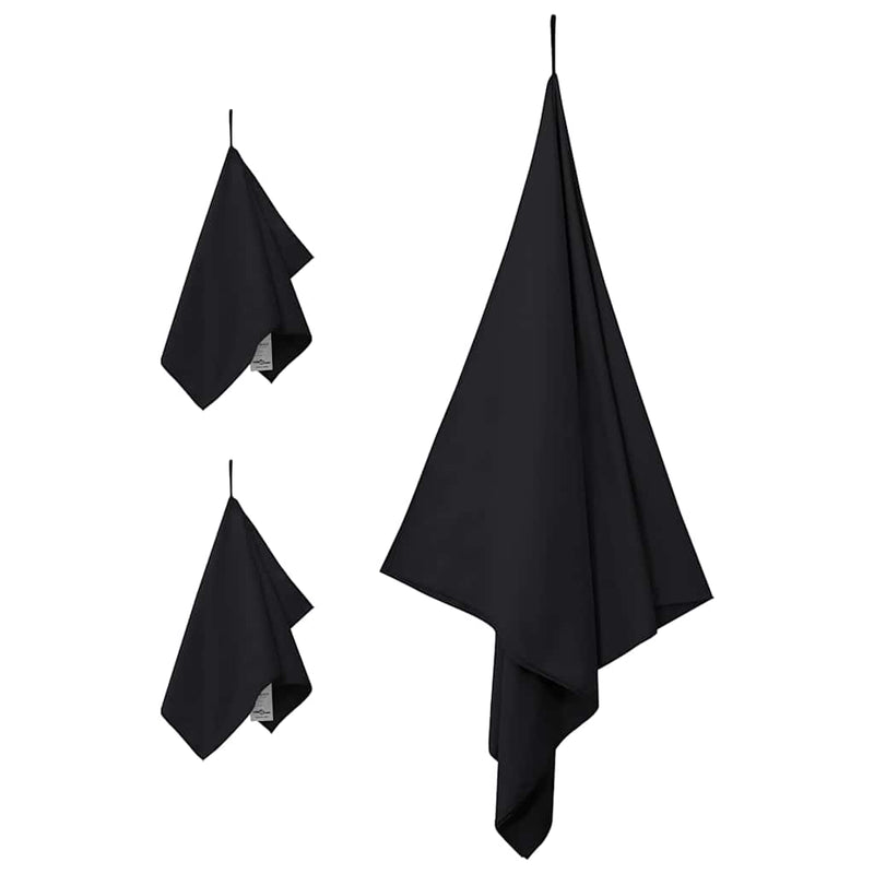 Load image into Gallery viewer, Vidaxl set van sporthanddoeken 3 pcs zwart polyester en polyamide