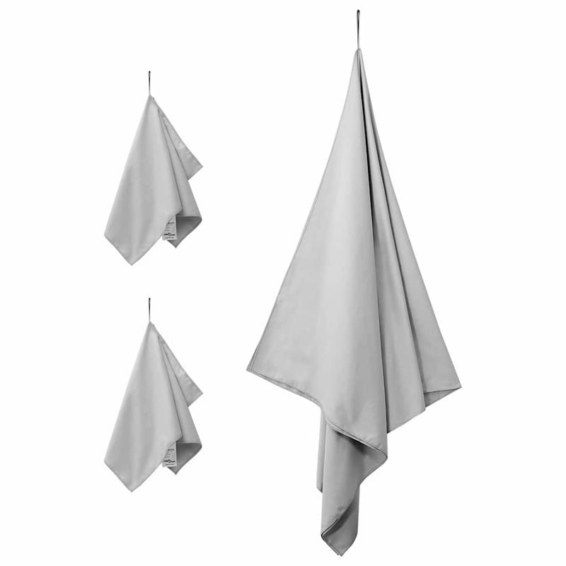 Load image into Gallery viewer, Vidaxl set van sporthanddoeken 3 pcs grijs polyester en polyamide