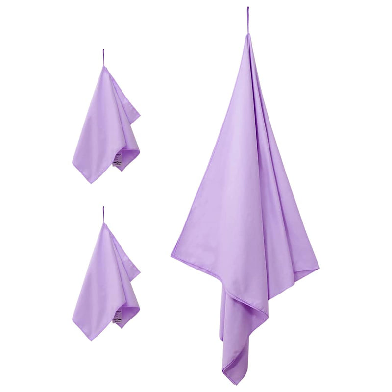 Load image into Gallery viewer, Vidaxl set van sporthanddoeken 3 pcs paars polyester en polyamide