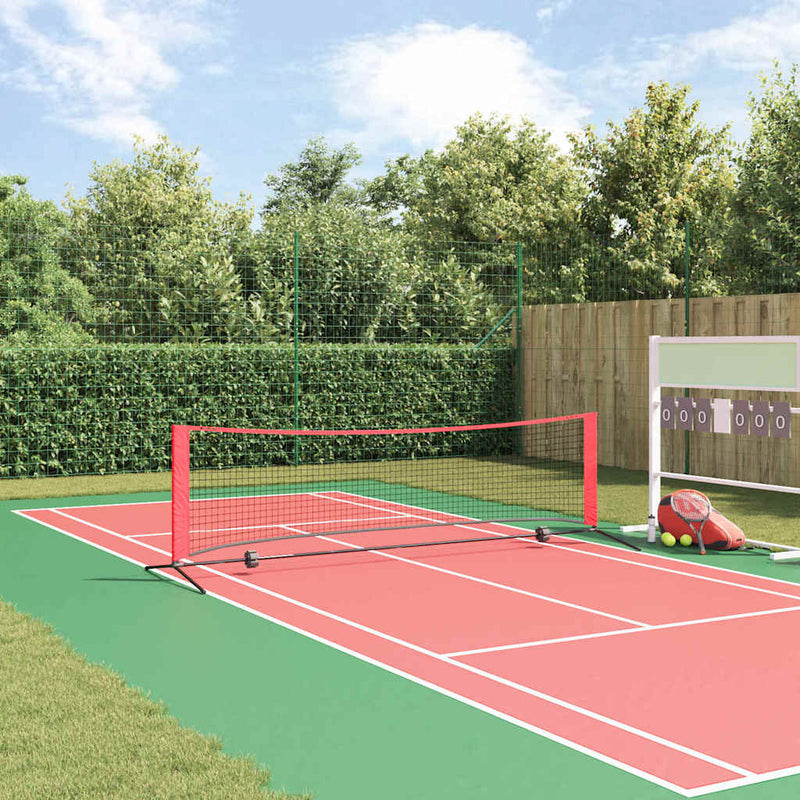 Load image into Gallery viewer, Vidaxl tennisnet zwart en rood 301 x 90,5 x 87 cm polyester