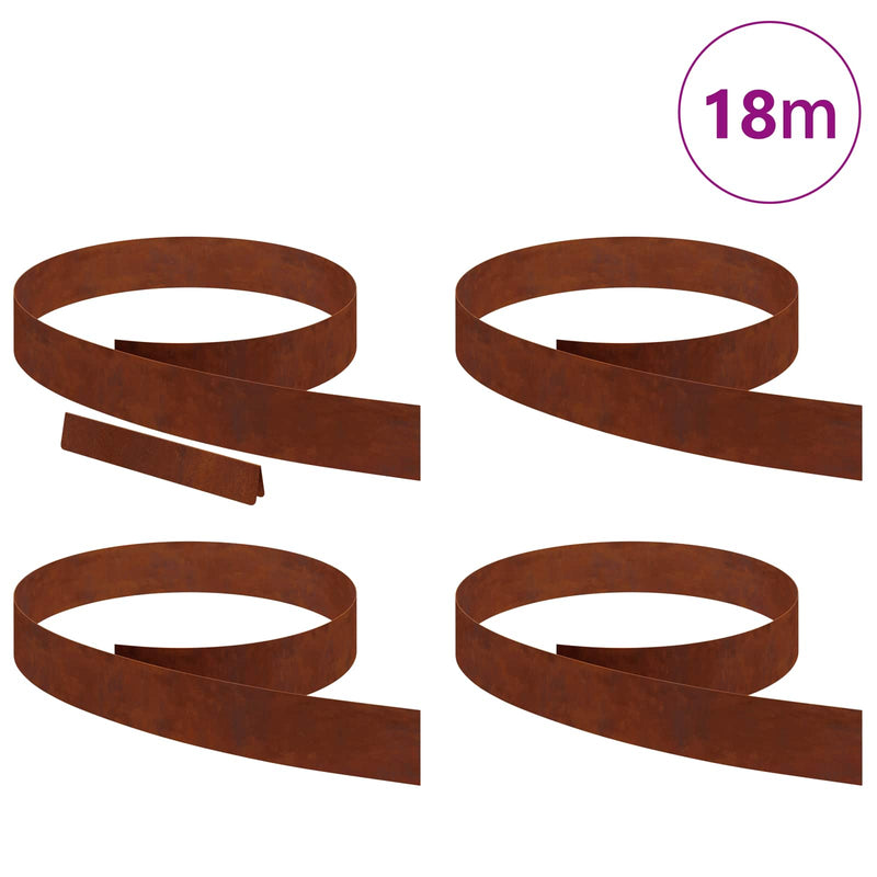Load image into Gallery viewer, Vidaxl tuinrand 4 pcs roestig 450 x 0.05 x 15 cm cortenstaal