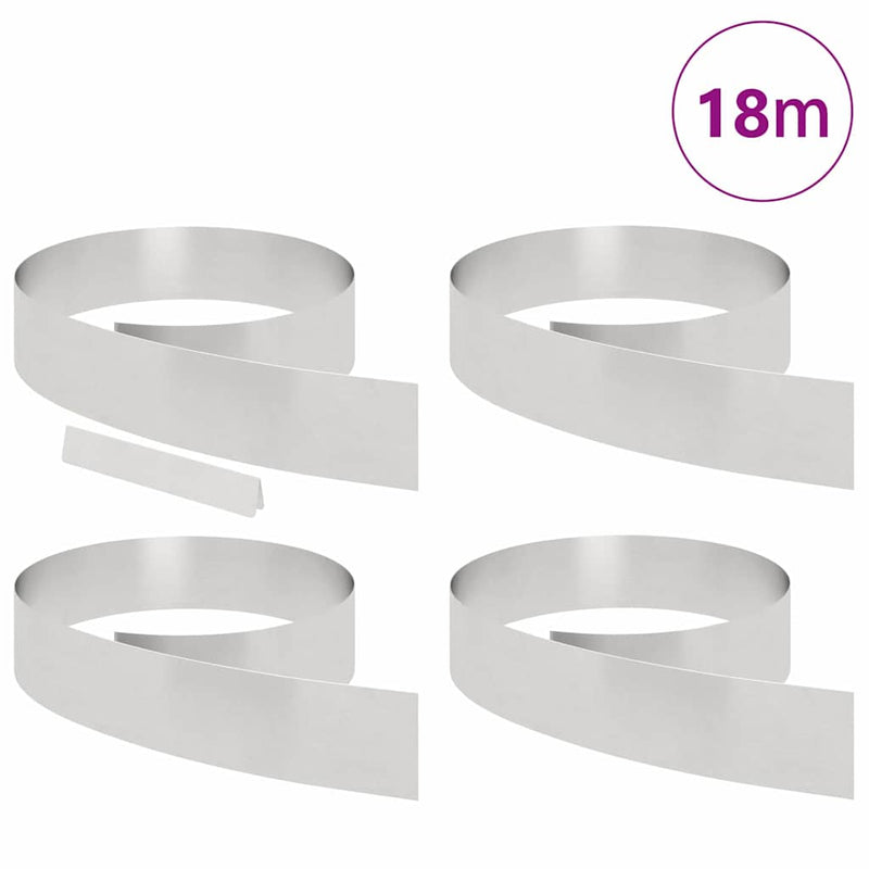 Load image into Gallery viewer, Vidaxl tuinrand 4 pcs zilver 450 x 0.05 x 15 cm roestvrij staal