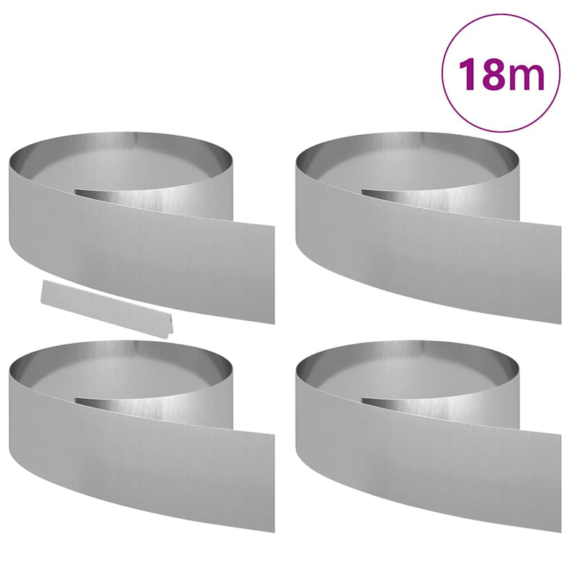 Load image into Gallery viewer, Vidaxl tuinrand 4 pcs zilver 450 x 0.05 x 15 cm gegalvaniseerd staal