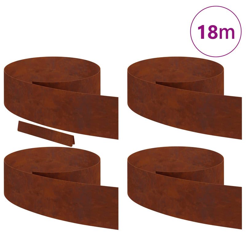 Load image into Gallery viewer, Vidaxl tuinrand 4 pcs roestig 450 x 0.05 x 15 cm cortenstaal