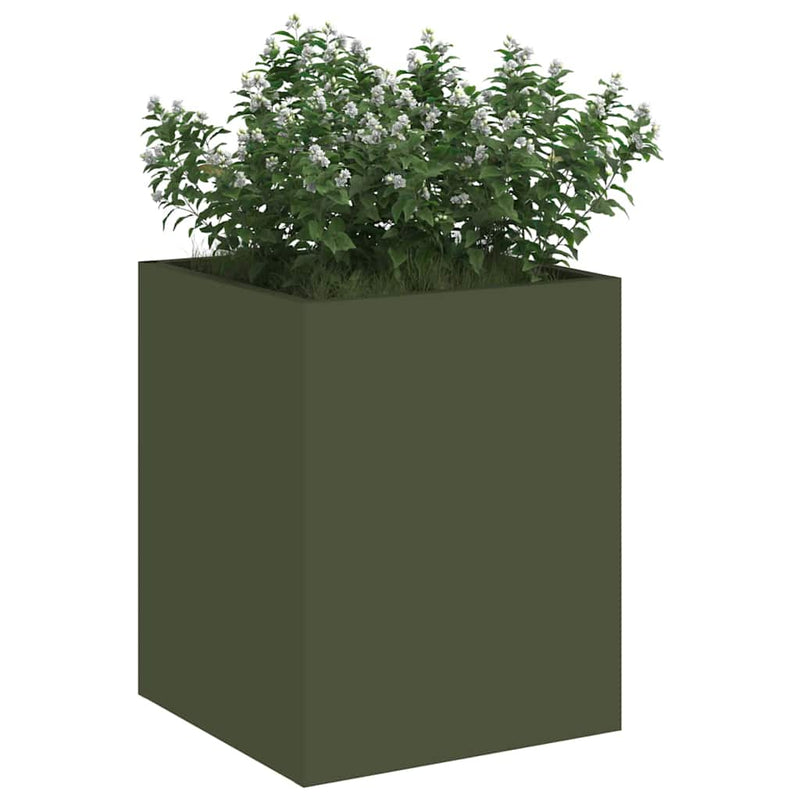 Load image into Gallery viewer, Vidaxl tuin bloempot olijf groen 32 x 32 x 40 cm koudgewalst staal