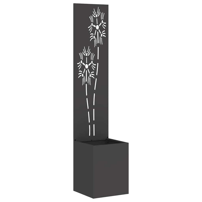 Load image into Gallery viewer, Vidaxl tuin privacy screen bloemen zwart 32 x 140 cm koudgewalst staal