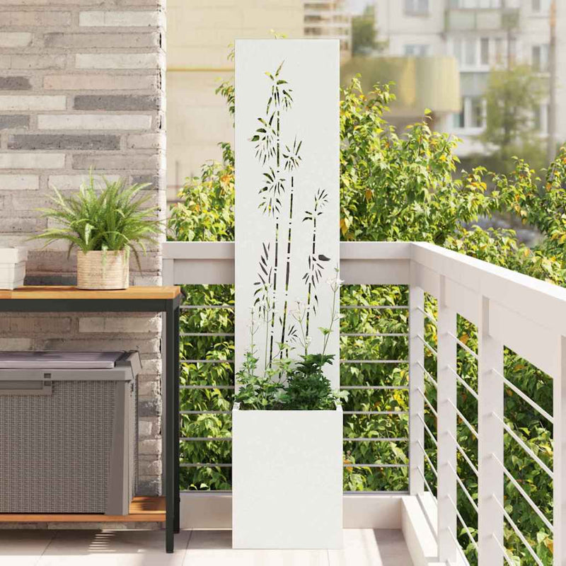 Load image into Gallery viewer, Vidaxl tuin privacy screen bloemen wit 32 x 140 cm koudgewalst staal