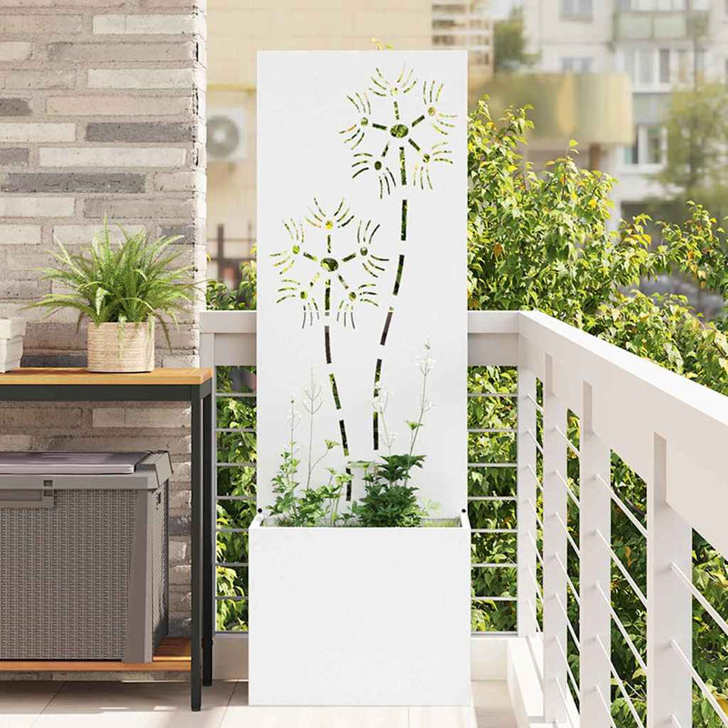 Load image into Gallery viewer, Vidaxl tuin privacy screen bloemen wit 50 x 140 cm koudgewalst staal