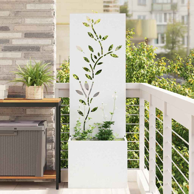Load image into Gallery viewer, Vidaxl tuin privacy screen bloemen wit 50 x 140 cm koudgewalst staal