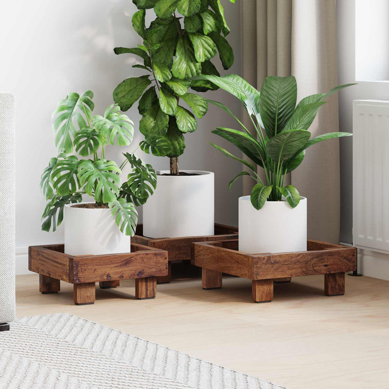 Load image into Gallery viewer, Vidaxl plantenstandaard 3 pcs bruin mahoniehout