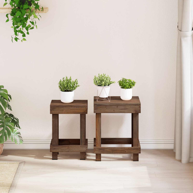 Load image into Gallery viewer, Vidaxl plantenstandaard 2 pcs bruin 70 x 11 x 27 cm mahoniehout