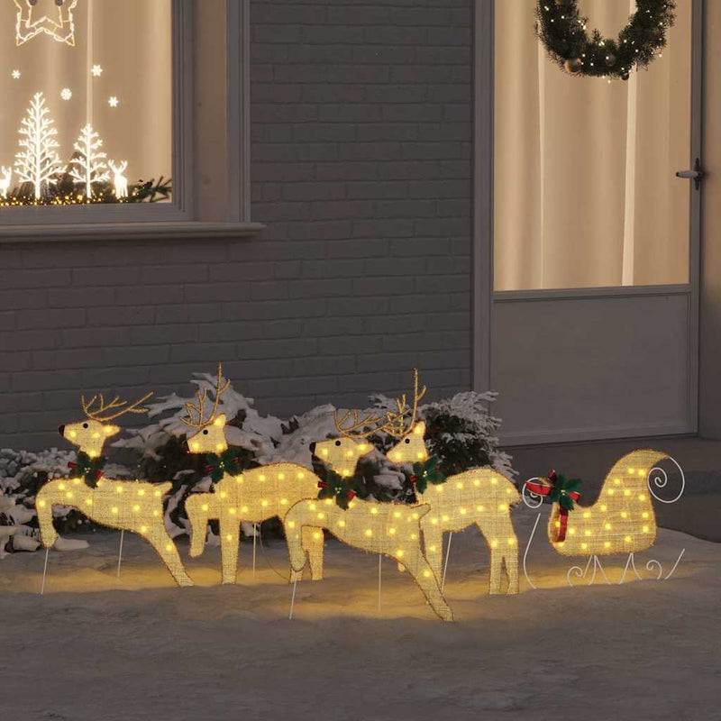 Load image into Gallery viewer, Vidaxl led rendieren 5 pcs goud stof