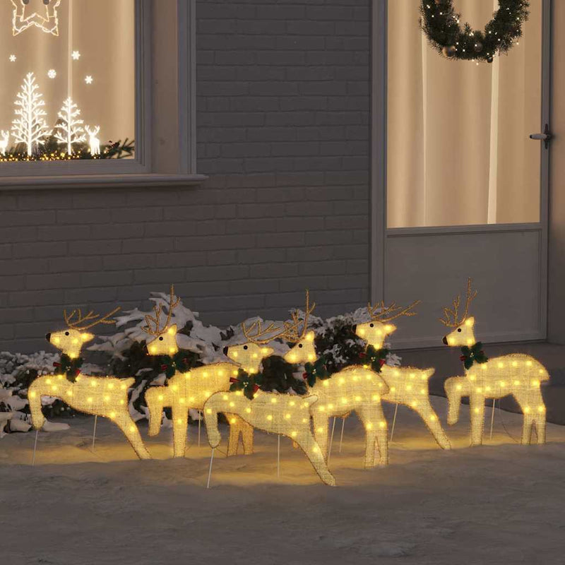 Load image into Gallery viewer, Vidaxl led rendieren 6 pcs goud stof