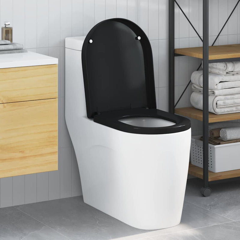 Load image into Gallery viewer, Vidaxl toiletzitting zwart 48 x 36,5 x 4,5 cm polypropyleen