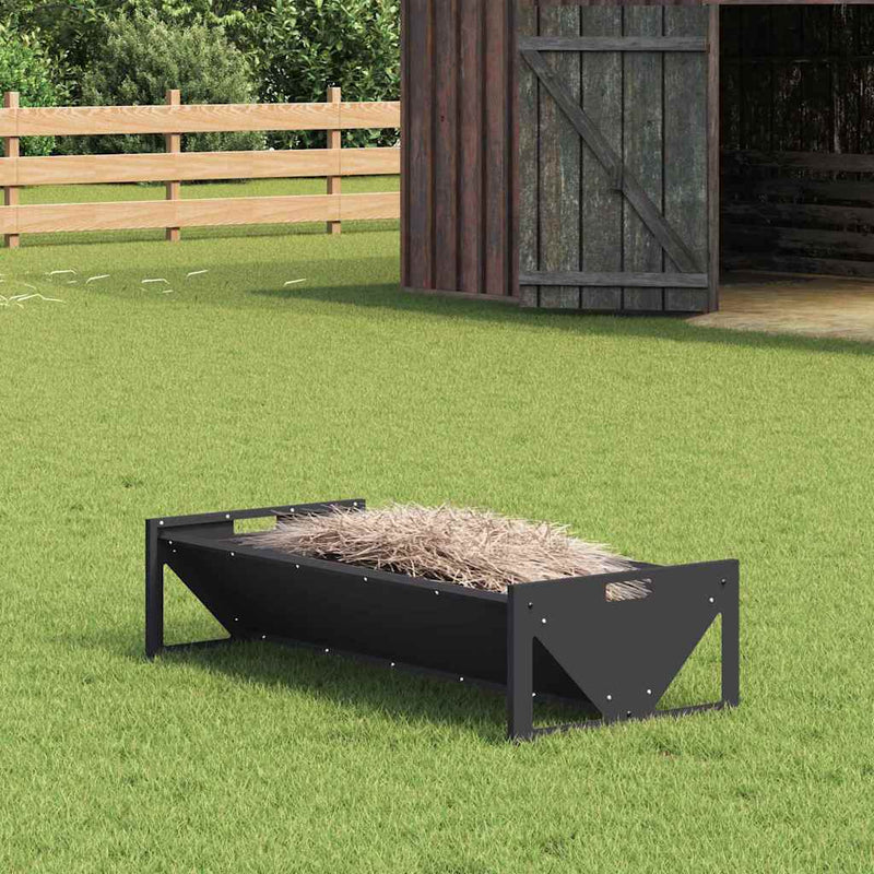 Load image into Gallery viewer, Vidaxl voederbak voor vee zwart 108 x 50 x 28 cm koudgewalst staal