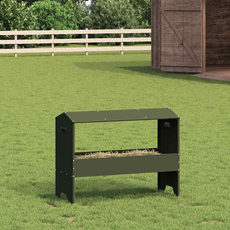 Load image into Gallery viewer, Vidaxl voederbak voor vee olijf groen 79 x 35 x 62 cm