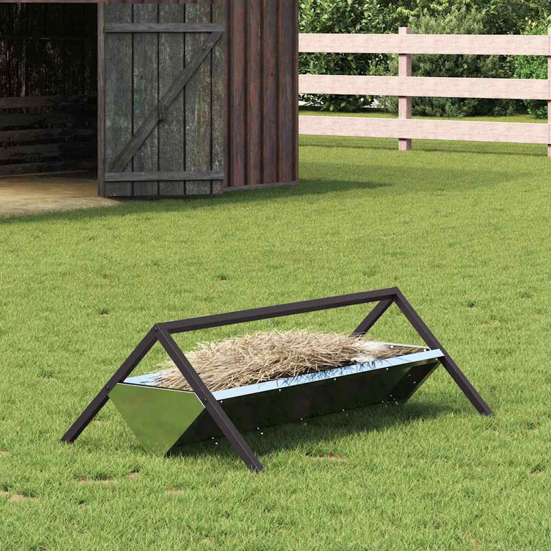 Load image into Gallery viewer, Vidaxl voederbak voor vee zilver 111 x 76 x 38 cm gegalvaniseerd staal