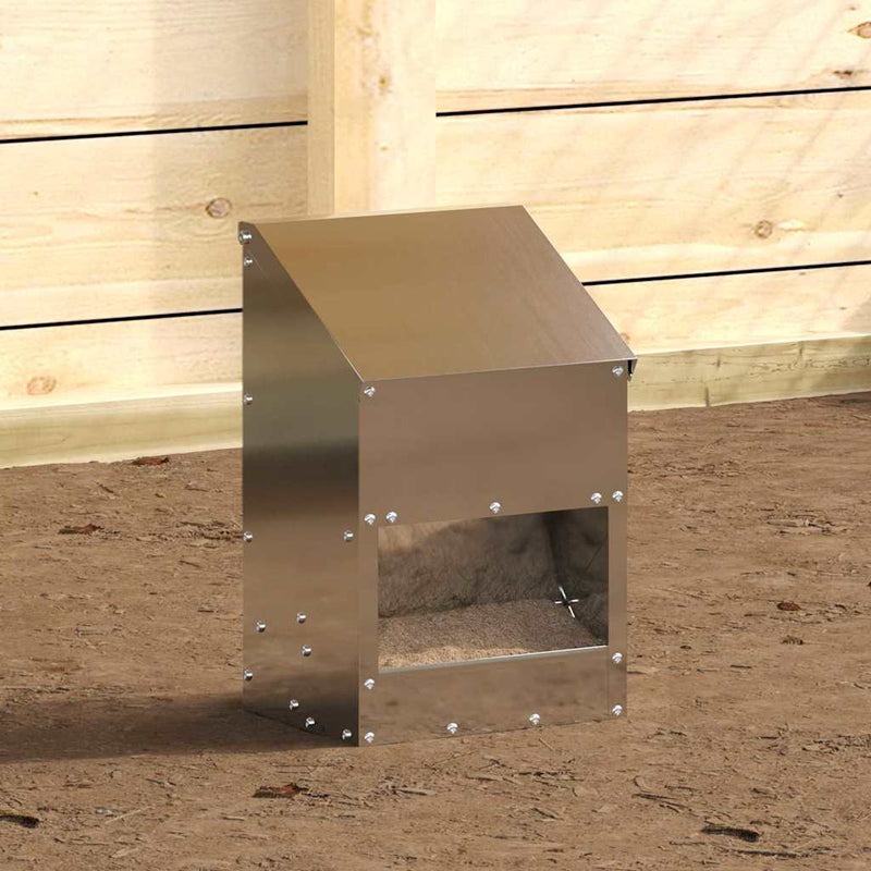 Load image into Gallery viewer, Vidaxl kip voerbak zilver 21 x 16 x 33 cm gegalvaniseerd staal