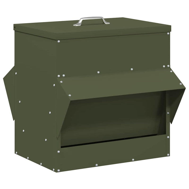 Load image into Gallery viewer, Vidaxl kip voerbak olijf groen 40,5 x 45 x 41 cm koudgewalst staal