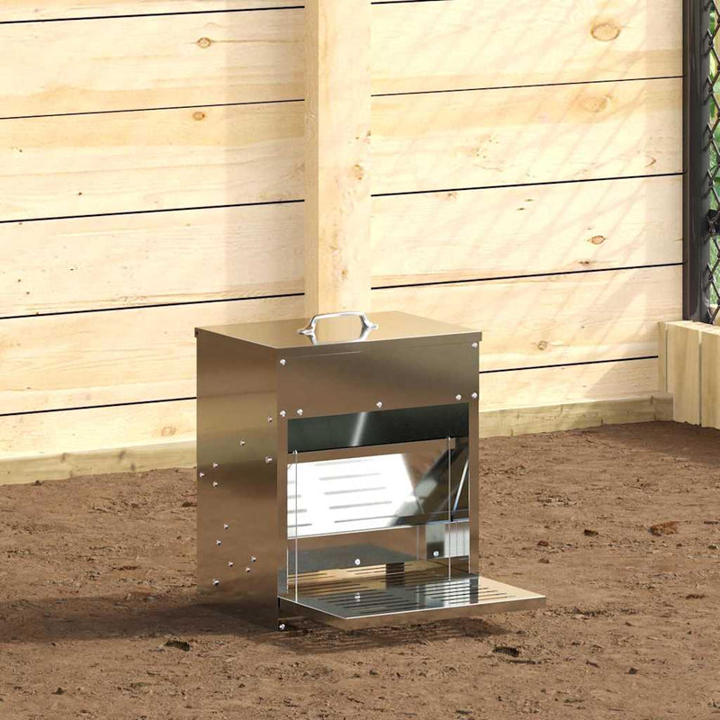 Load image into Gallery viewer, Vidaxl kippen treadle voeder zilver 33 x 42 x 40 cm