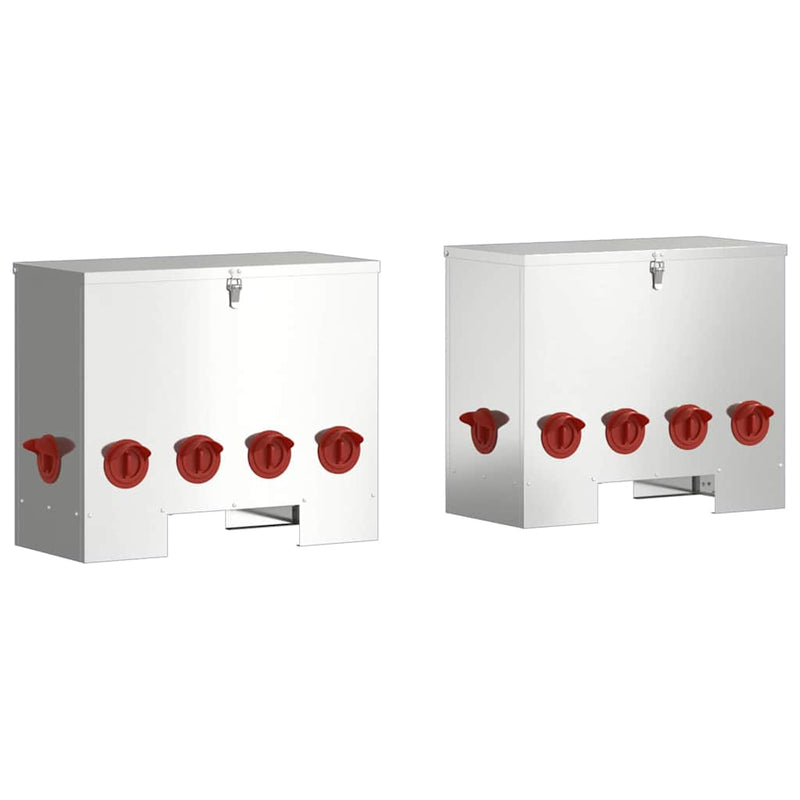 Load image into Gallery viewer, Vidaxl kip voerbak 2 pcs zilver 60,5 x 29 x 51 cm gegalvaniseerd staal