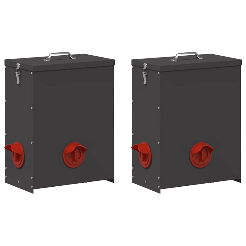 Load image into Gallery viewer, Vidaxl kip voerbak 2 pcs zwart 32,5 x 20,5 x 43 cm koudgewalst staal