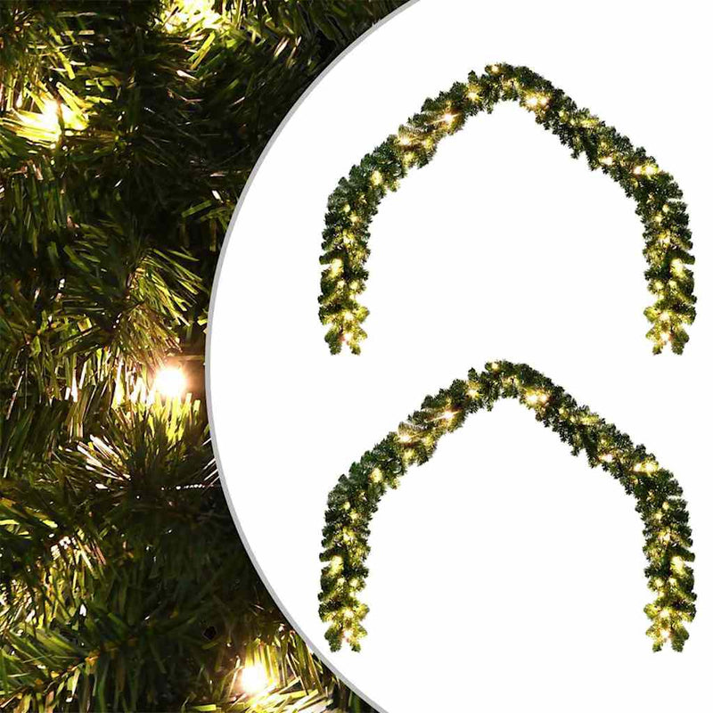 Load image into Gallery viewer, Vidaxl kerstkrans met 600 led 2 pcs groen pvc