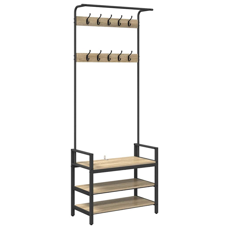 Load image into Gallery viewer, Vidaxl kapstok met plank sonoma eiken 75 x 34 x 184 cm bewerkt hout