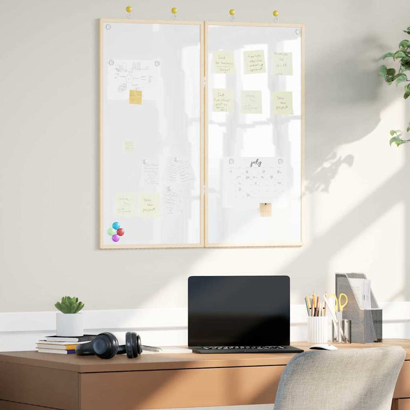 Load image into Gallery viewer, Vidaxl bulletinbord wit 80 x 80 x 1.4 cm massief grenenhout
