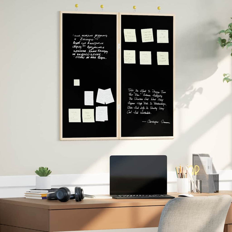 Load image into Gallery viewer, Vidaxl bulletinbord zwart 80 x 80 x 1.4 cm massief grenenhout