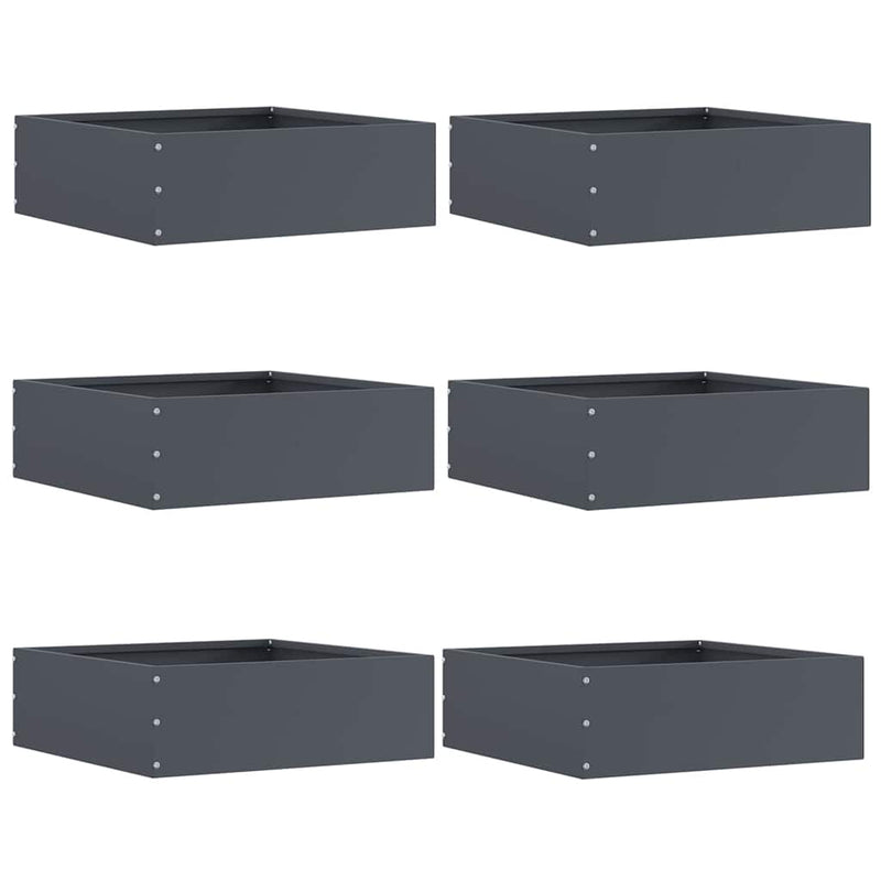Load image into Gallery viewer, Vidaxl tuinrand 6 pcs antraciet 40 x 40 x 13 cm staal