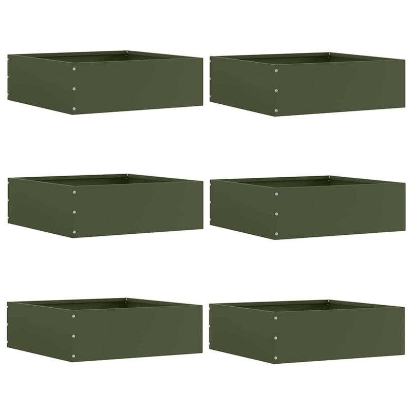 Load image into Gallery viewer, Vidaxl tuinrand 6 pcs olijf groen 40 x 40 x 13 cm staal