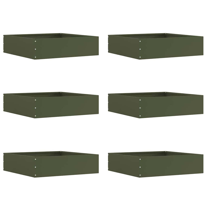 Load image into Gallery viewer, Vidaxl tuinrand 6 pcs olijf groen 50 x 50 x 13 cm staal