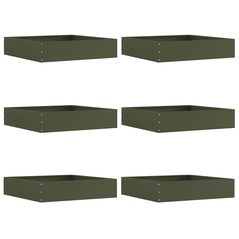 Load image into Gallery viewer, Vidaxl tuinrand 6 pcs olijf groen 60 x 60 x 13 cm staal