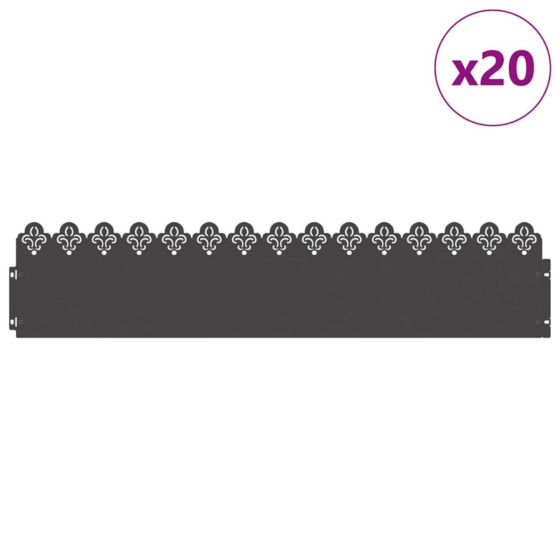 Load image into Gallery viewer, Vidaxl gazonranden 20 pcs zwart 103 x 0,05 x 22 cm staal