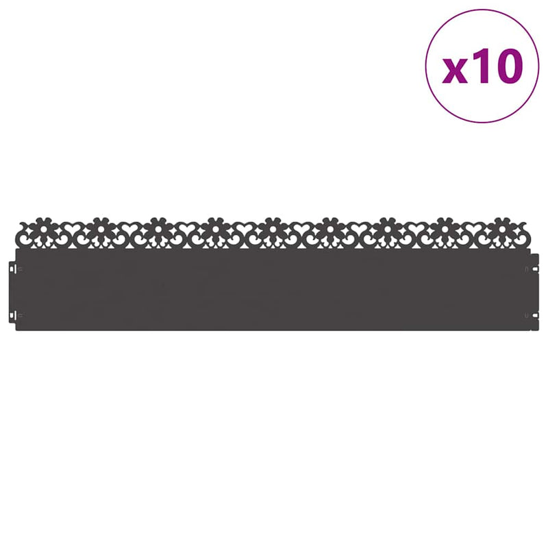 Load image into Gallery viewer, Vidaxl gazonranden 10 pcs zwart 103 x 0,05 x 22 cm staal
