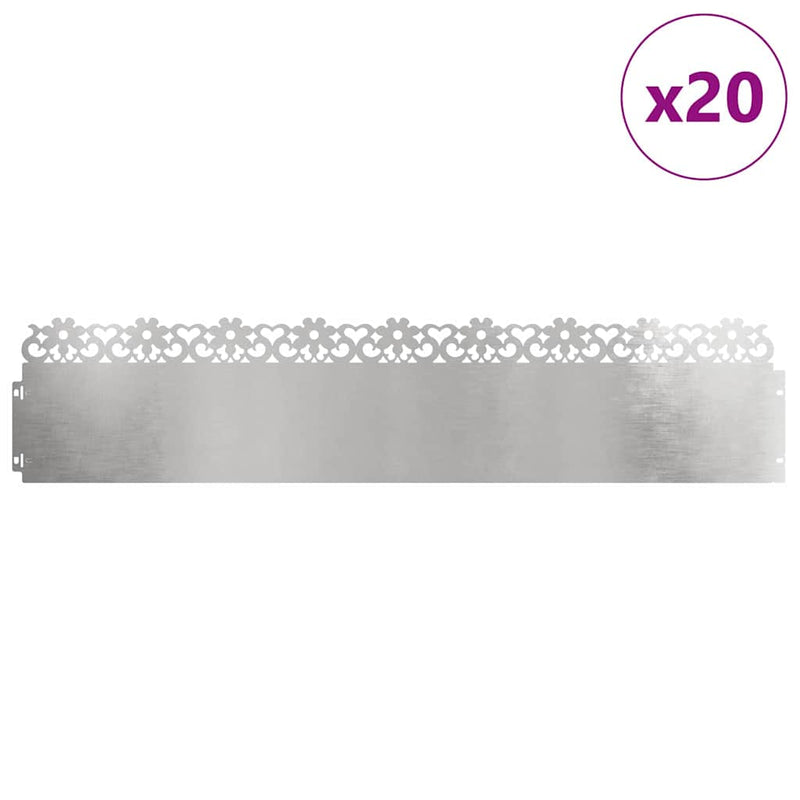 Load image into Gallery viewer, Vidaxl gazonranden 20 pcs zilver 103 x 0,05 x 22 cm roestvrij staal