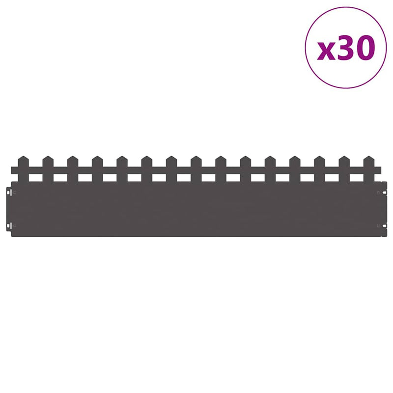 Load image into Gallery viewer, Vidaxl gazonranden 30 pcs zwart 103 x 0,05 x 22 cm staal